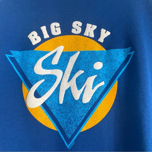 Vintage montana puff print Big sky ski pullover crewneck sweater, blue, xl - Picture 2 of 6